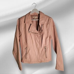 Mi ami Womens Size Medium fitted pale pink faux leather Jacket Size M